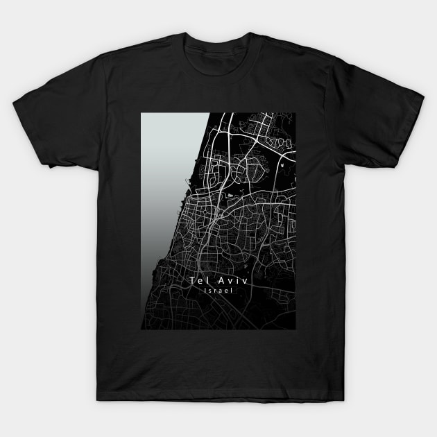 Tel Aviv Israel City Map dark T-Shirt by Robin-Niemczyk